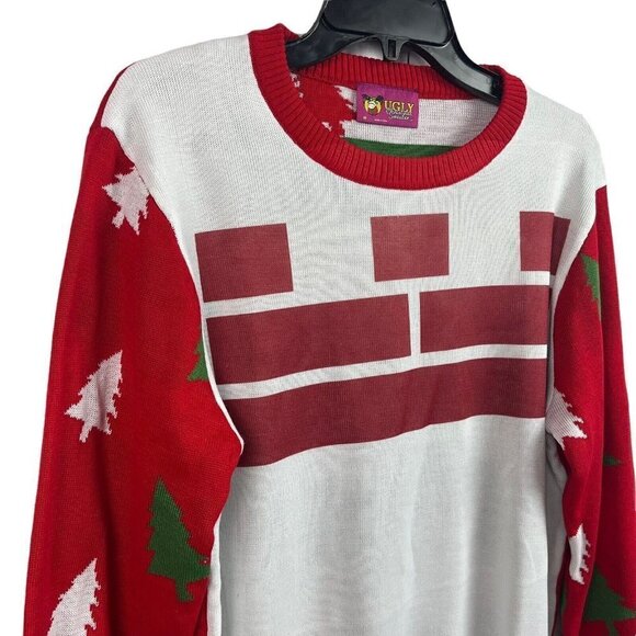 Ugly Mens Christmas Sweater Christmas Trees Red White and Green Medium - Picture 3 of 9